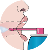 Направить распылитель в очаг воспаления